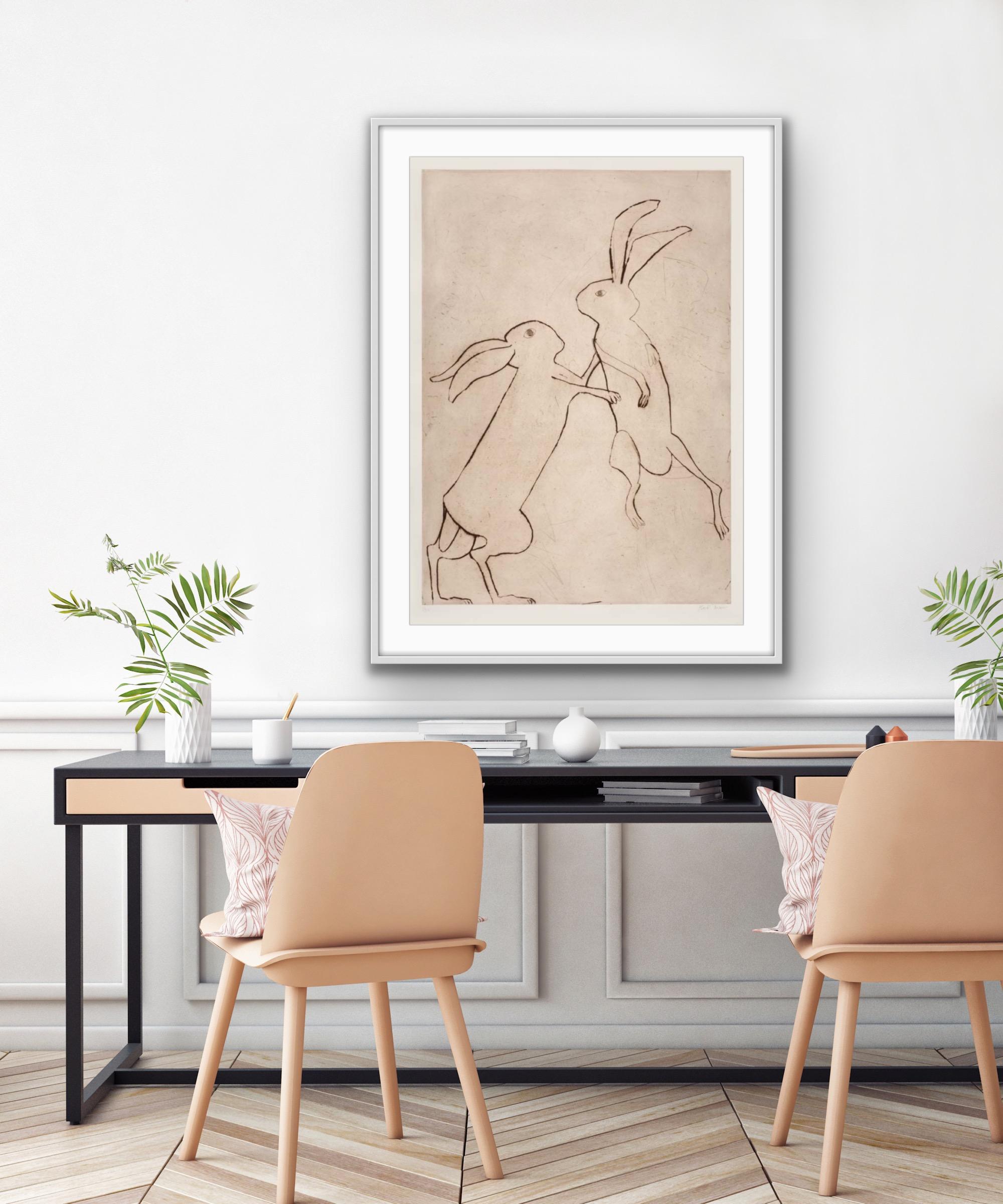 Kate Boxer, Boxing Hares, Contemporary Art, Limited Edition Print 1