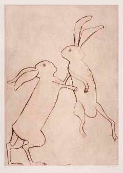 Kate Boxer, Boxing Hares, Contemporary Art, Limited Edition Print