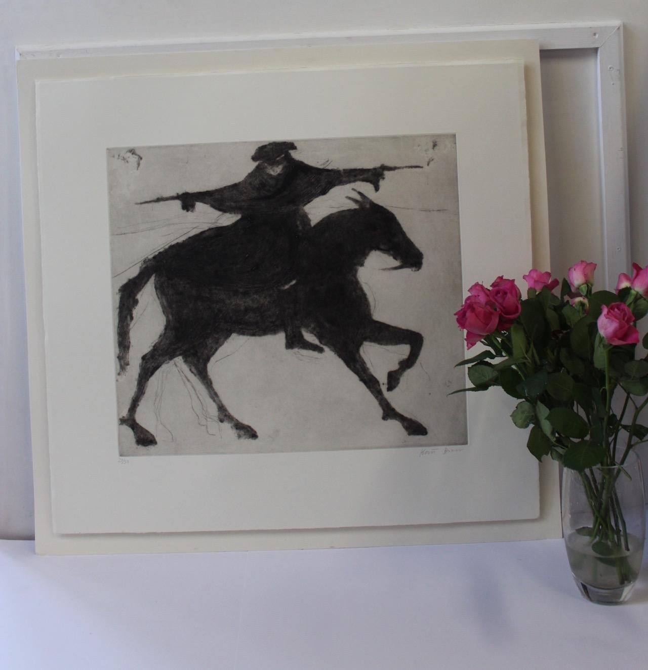 Kate Boxer, Dick Turpin On His Way To York, Contemporary Drypoint Print 1