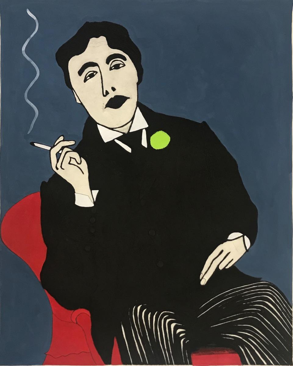 Oscar Wilde, Kunstdruck, Mann, Person, Rauchen, Zigaretten (Zeitgenössisch), Print, von Kate Boxer 