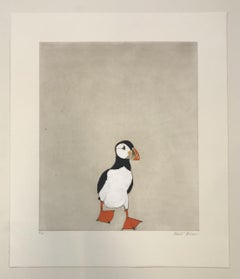 Puffin, Kate Boxer, Limited edition print, Handmade print, Drypoint print