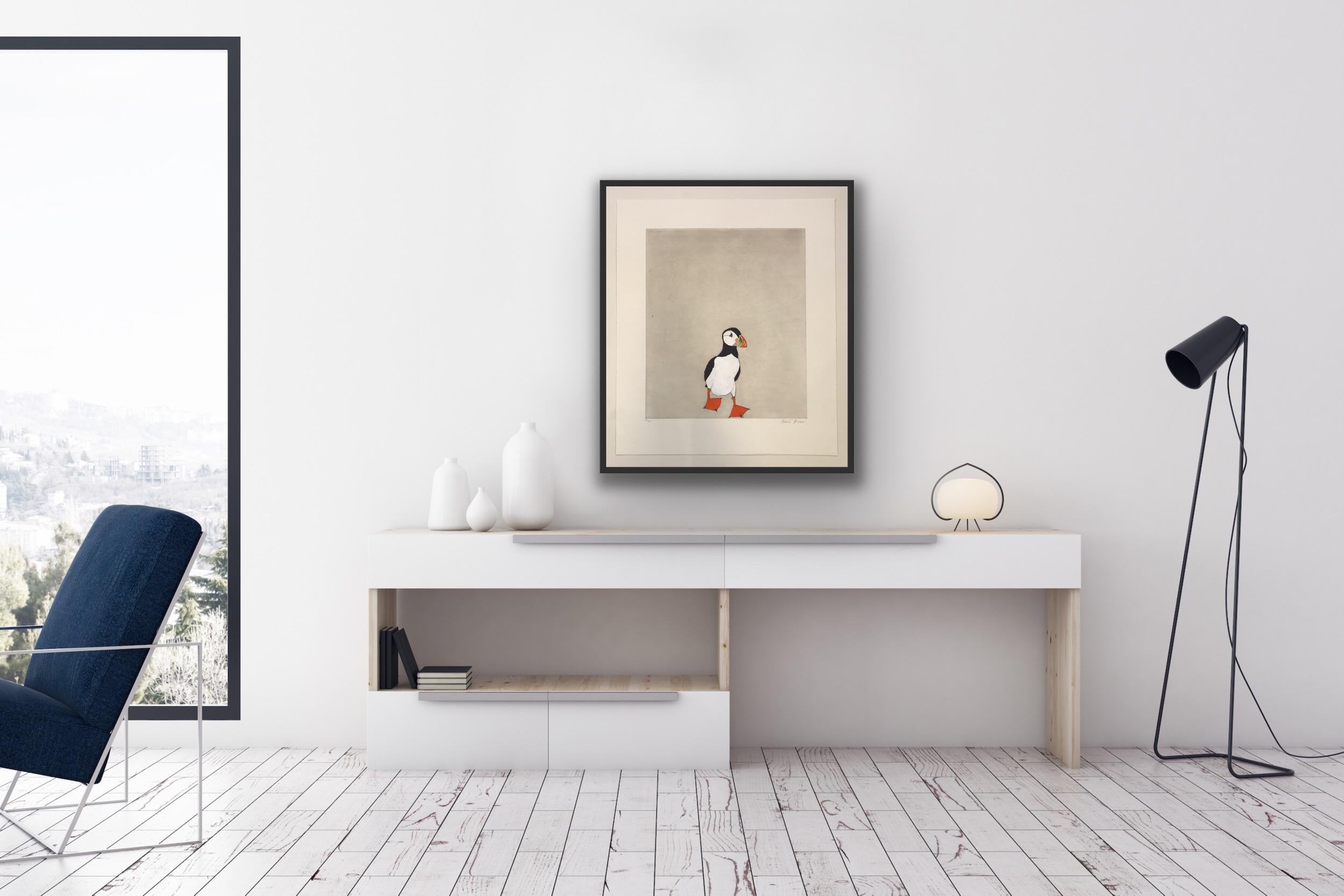 Puffin, Limited edition print, Handmade print, Drypoint print, Animal Art, Bird  - Print by Kate Boxer 