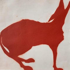 Red Wolf, Grounded Contemporary Art, Bright Animal Art, Red and White Art