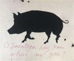 Saratoga Pig, limited edition print, animal art, humour art, affordable art