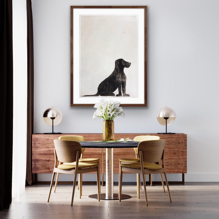 Stevie Sitting, Animal Art, Handmade Drypoint Prints, Dog Art, Happy Art For Sale 1