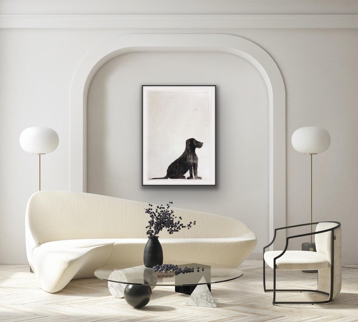 Stevie Sitting, Drypoint Print, Dog, Animal, Black, White For Sale 4