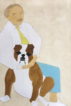 Tennessee Williams und Mr. Moon, Kaltnadelradierungsdruck, Hund, Tier, Person