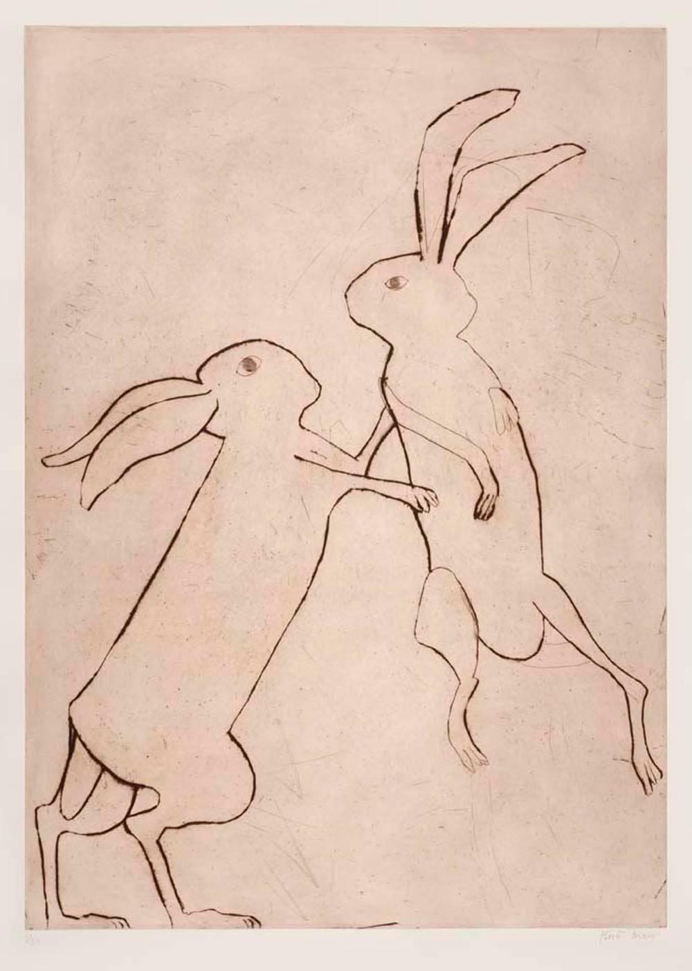 boxing hares print