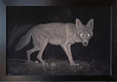 "Coyote" Œuvre d'art originale, impression pigmentaire et crayon de couleur