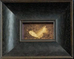 "Owl Feather" Original Artwork, 24kt Gold on Museum Glass