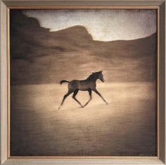 "Potra Corredora" Obra de Arte Original, Impresión Pigmentada y Lápiz de Color sobre Trapo de Algodón