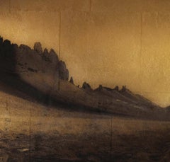 "Shiprock, Nuevo México" Obra de Arte Original, Oro de 24kt sobre Vidrio de Museo