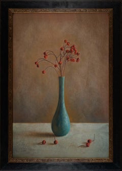Blue Vase with Red Berries