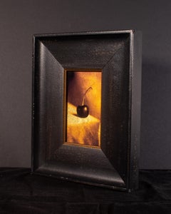 Cherry, photograph on glass, backed with gold leaf, framed, signed and numbered