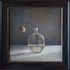Single Rose, Round Glass Bottle