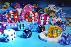 London Binion's - Kate Brinkworth, photorealist, dice, casino, painting, money