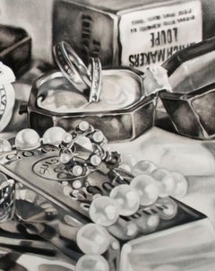 The Thief - Kate Brinkworth, photorealist, dice, casino, black and white, art