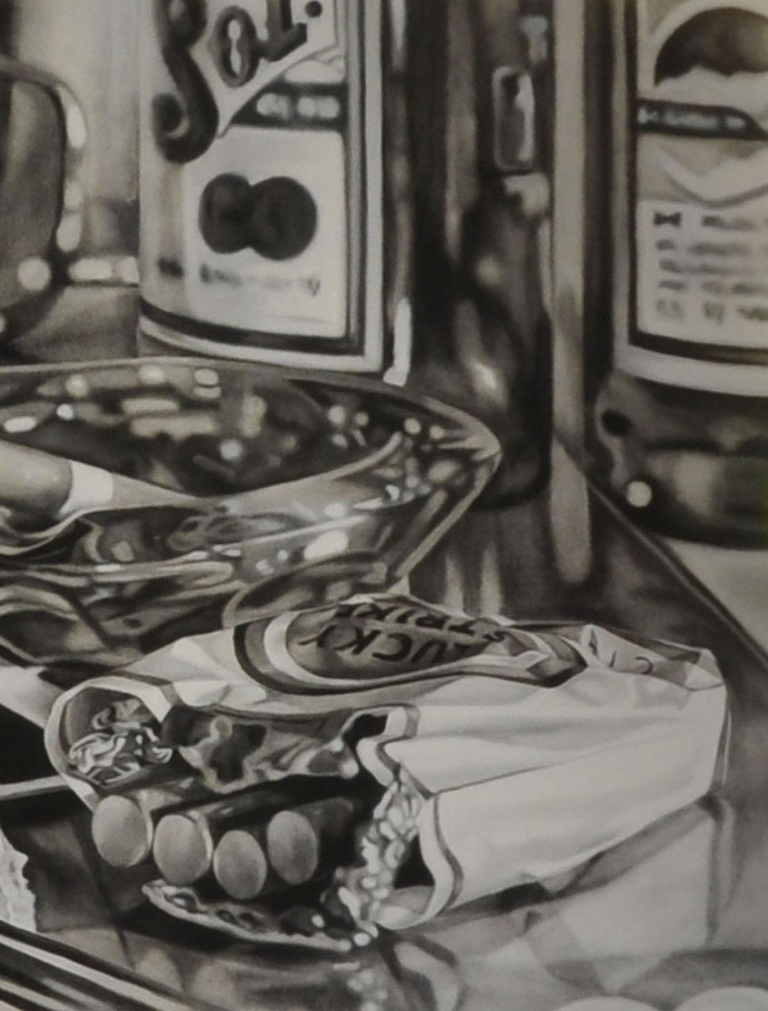 The Watcher - Kate Brinkworth, photoréaliste, dés, casino, noir et blanc, art en vente 1