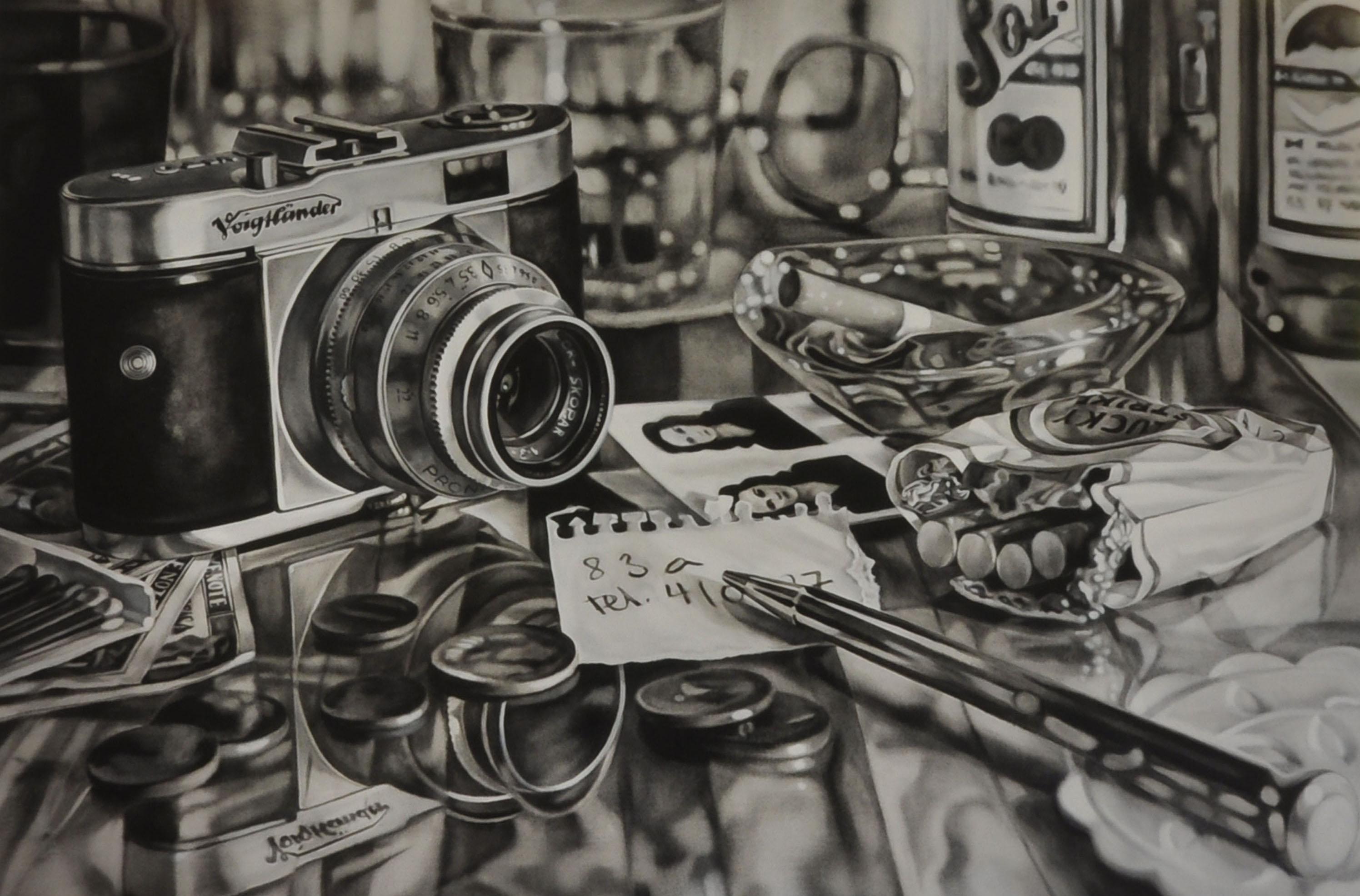The Watcher - Kate Brinkworth, photorealist, dice, casino, black and white, art