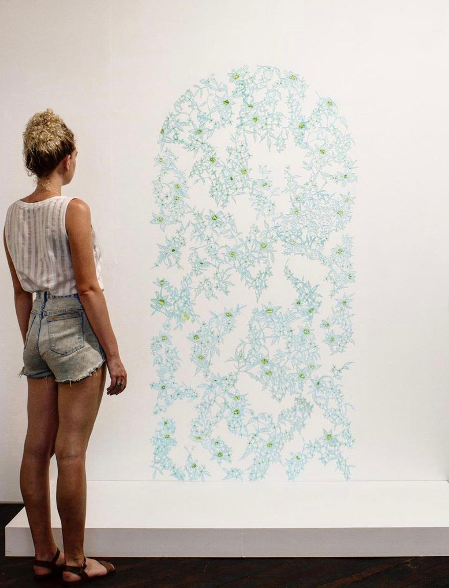KATE CLEMENTS - Wall Installation - Blue Hydrangeas In New Condition For Sale In Bridgehampton, NY