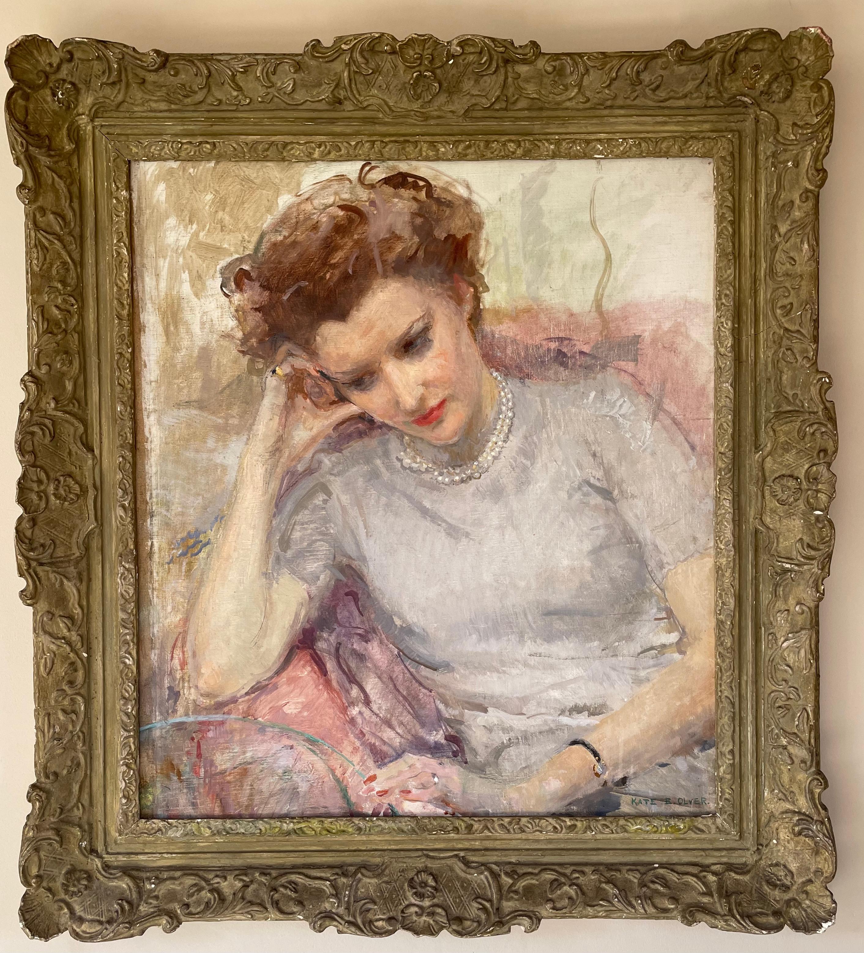 Kate Olver - 20th Century British Oil painting Portrait of a Woman -
