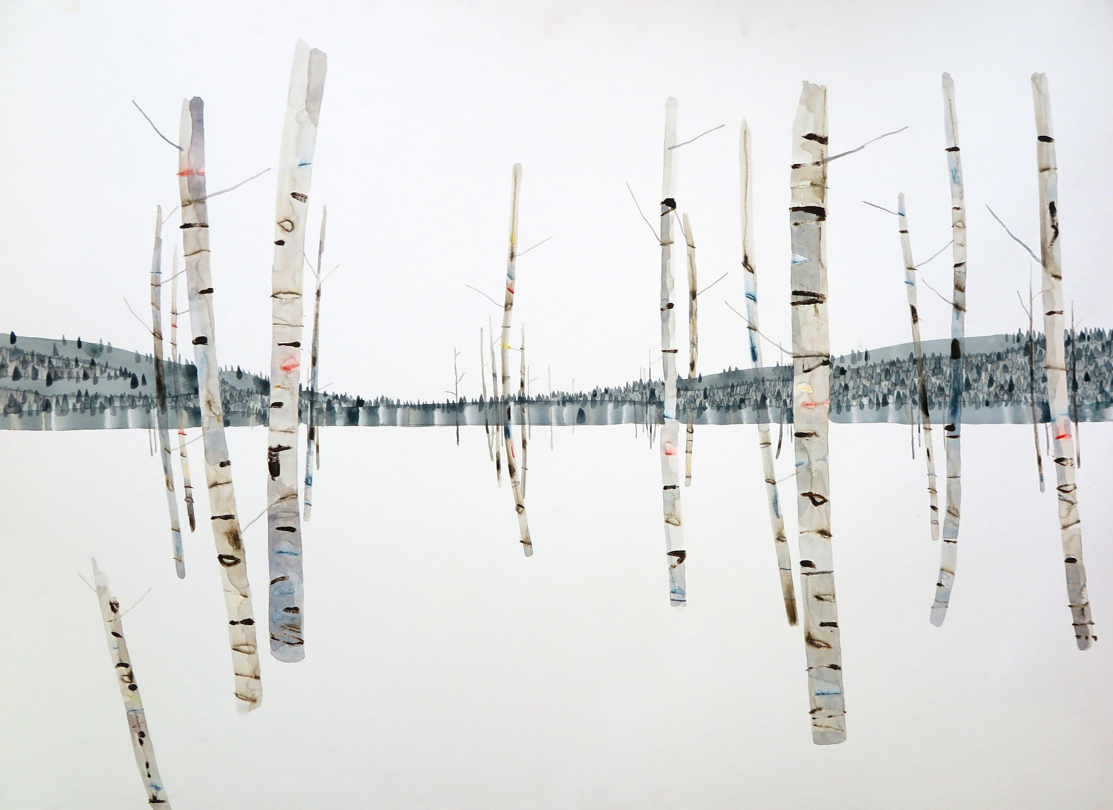 Kate Evans Landscape Painting - Forest Beyond The Birch