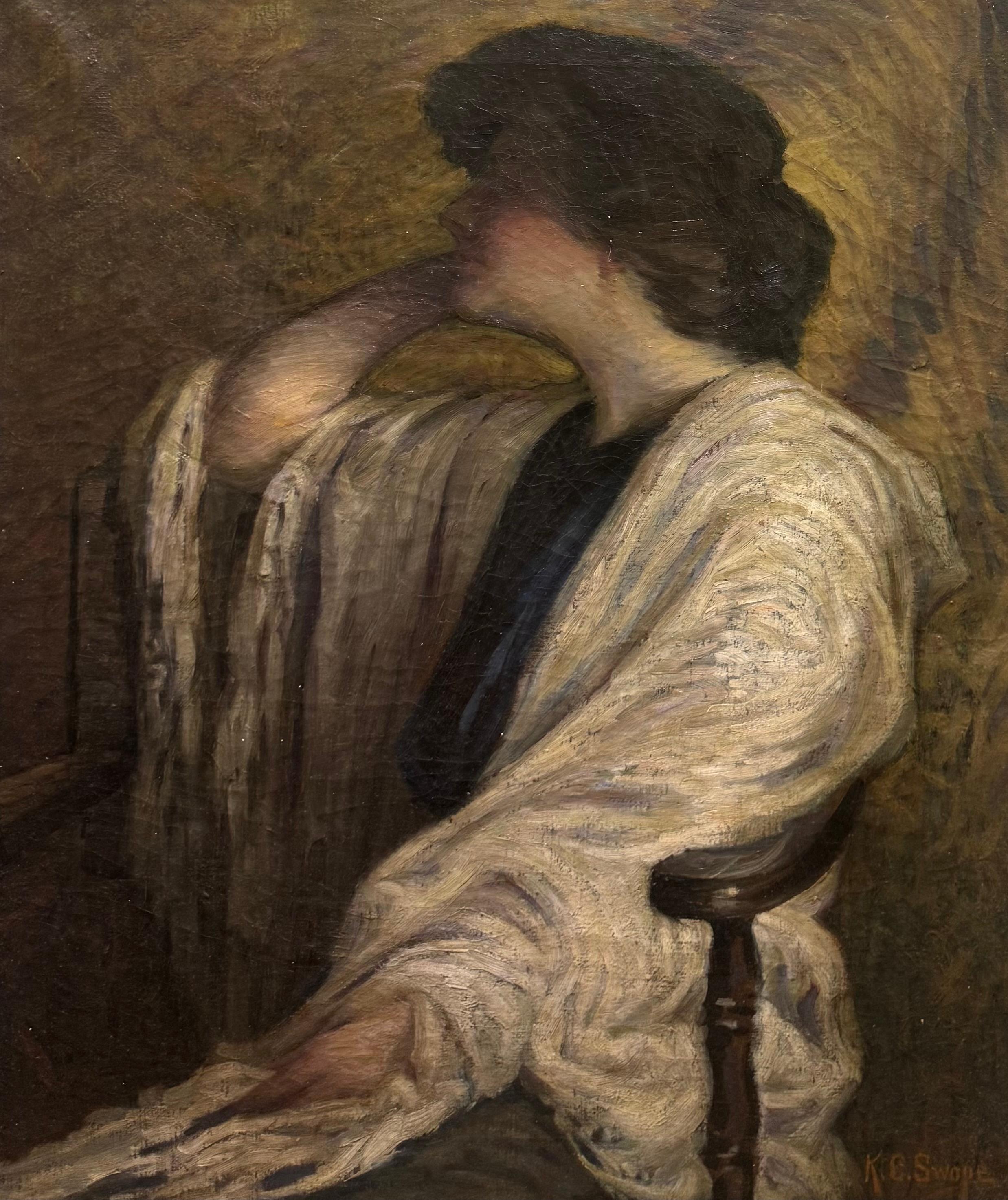 Katherine Swope
1868-1941
Huile sur toile
Signé en bas à droite
Bon état

Katherine Swope était une artiste célèbre du sud du Kentucky qui a participé à de nombreuses expositions. 

Elle était élève de la National Academy of Design, N.Y. Médaille
