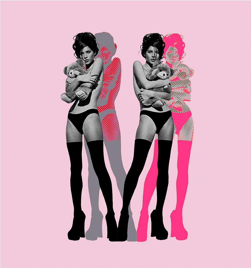 „Twin Kate Moss on Pink“ Fotografie 40 x 36,5 in Auflage von 25 Stück von Kate Garner im Angebot 1