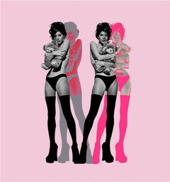 "Twin Kate Moss on Pink" Photography 40 x 36.5 in Edition of 25 by Kate Garner