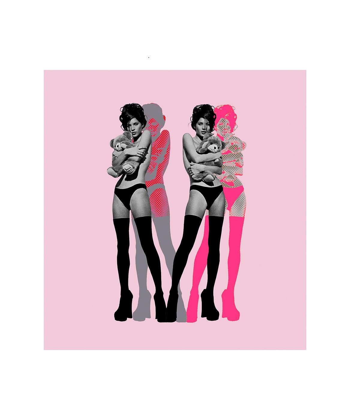 "Twin Kate Moss on Pink" Photography 40 x 36.5 in Edition of 25 by Kate Garner