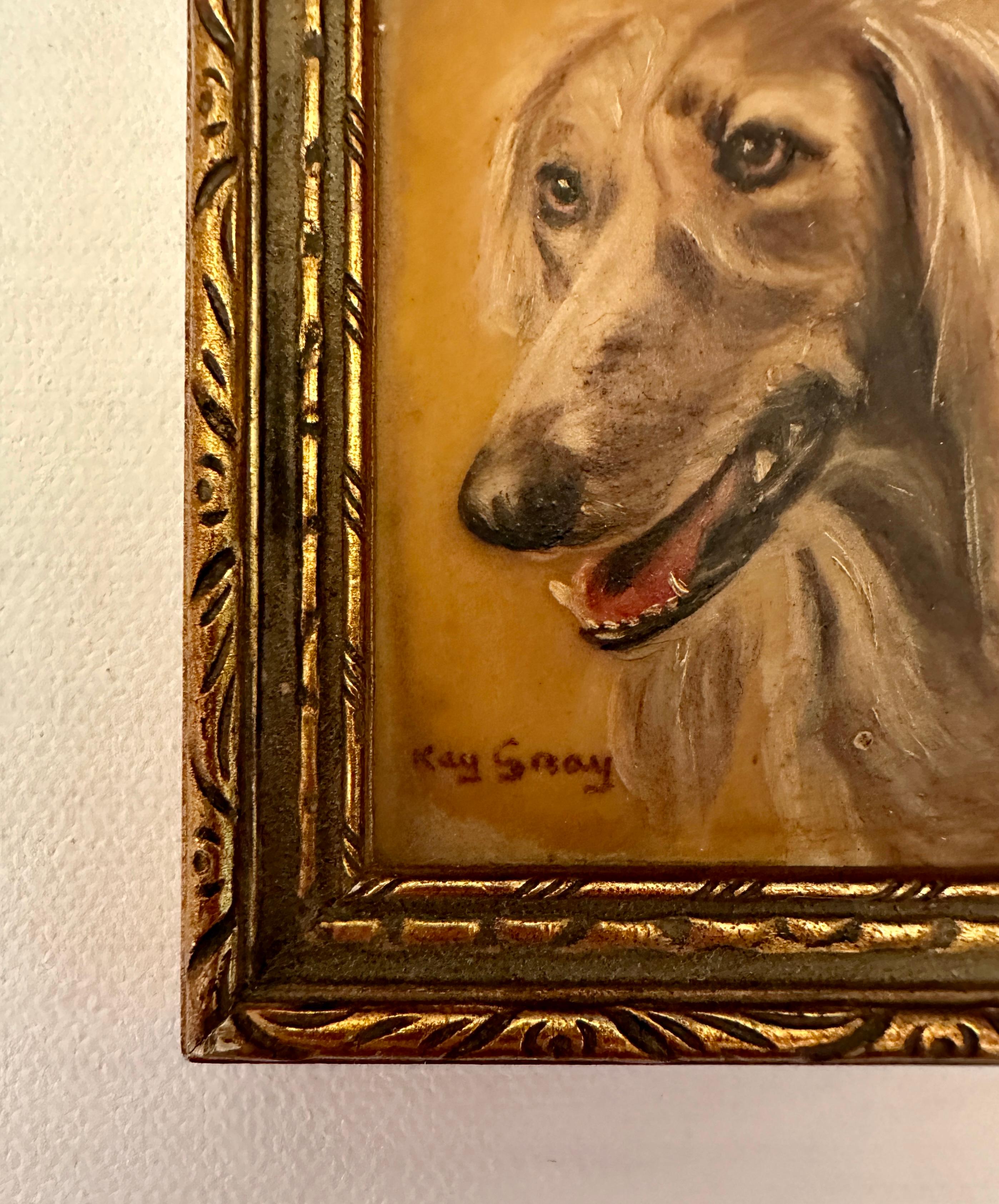 Óleo inglés de mediados de siglo Retrato de Saluki  perro - Painting Moderno de Kate Gray