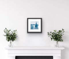 Blakeney Quay, Blaue Meereslandschaft, limitierte Auflage, Linocut-Druck, Norfolk Coast