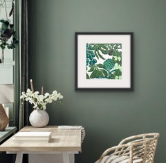 Greengages, Gooseberries and a Fig, Floral Art, Leaf Art, Spring Art, Green Art