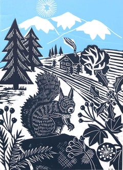 Kate Heiss, Busy Squirrel, Affordable Art, Winter Art, Animal Art, Art Online
