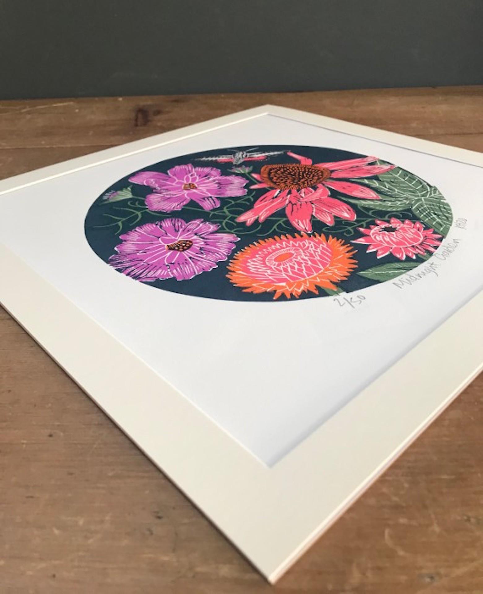 Kate Heiss, Midnight Garden, Floral Print, Limited Edition Print, Affordable Art For Sale 1