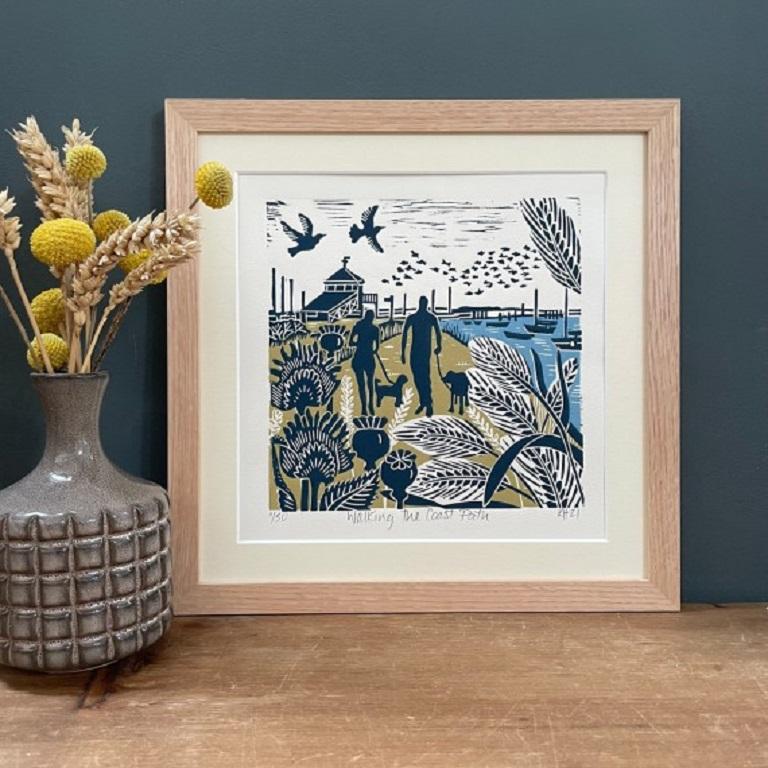 Kate Heiss, Walking the Coast Path, Affordable limited edition landscape print 4