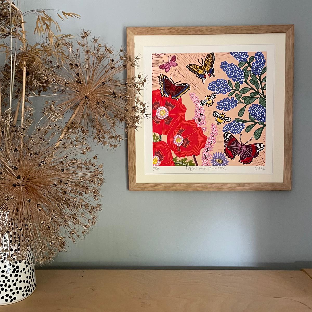 Poppies and Pollinators by Kate Heiss, Limited edition print, Floral print 8