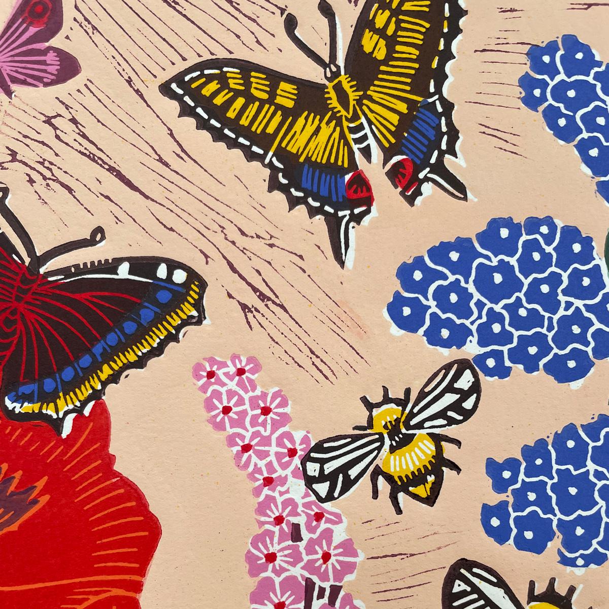 Papaveri e impollinatori, Stampa floreale, Arte animale, Arte delle farfalle, Arte estiva in vendita 2