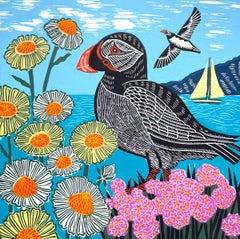 Proud Puffin, Art print, Floral, Costal, Animal, Bird, Landscape