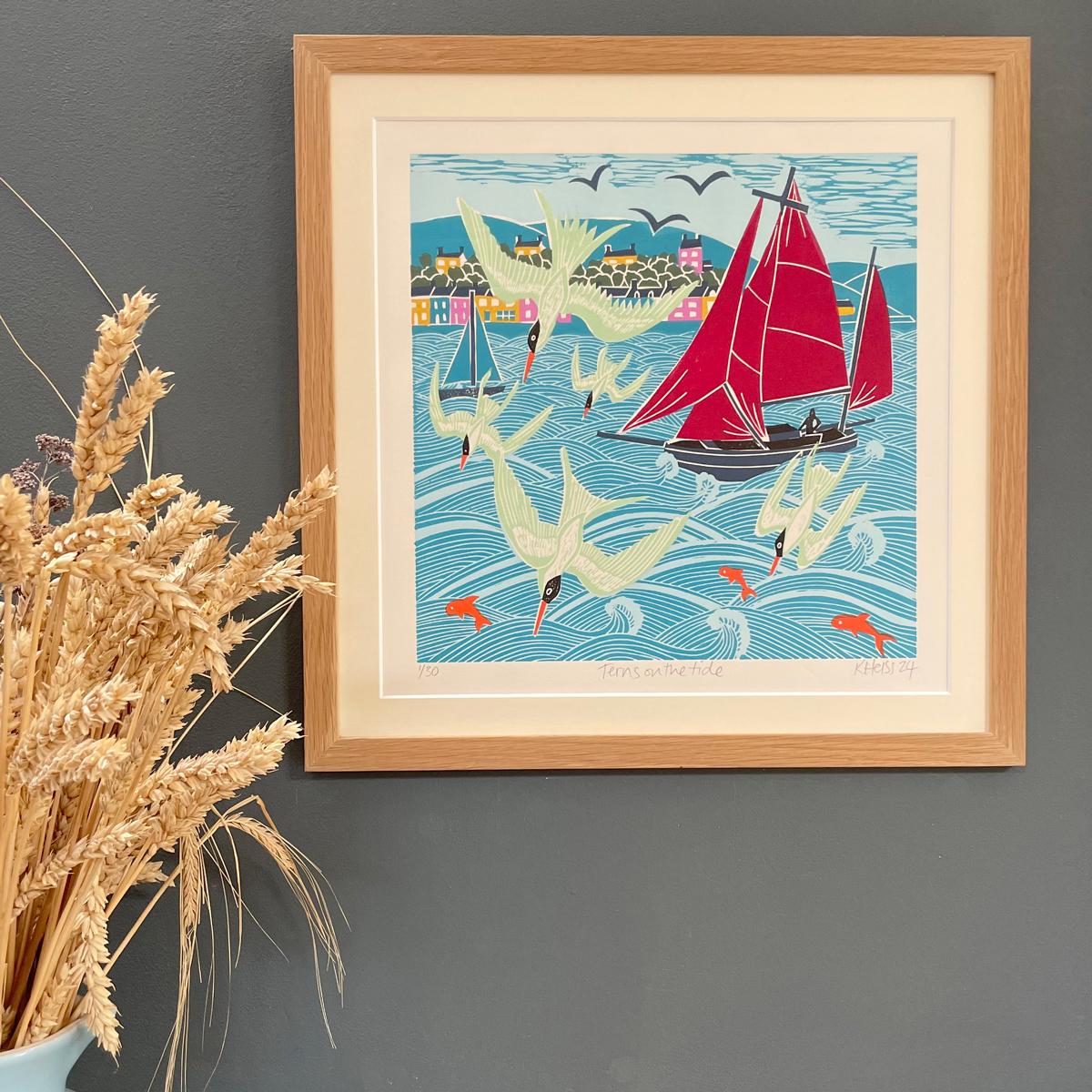 Terns on the Tide, Art print, Floral, Costal, Animal, Bird, Landscape For Sale 5
