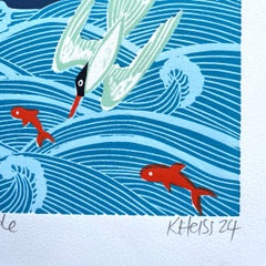 Terns on the Tide, impression d'art, florale, Costal, animal, oiseau, paysage