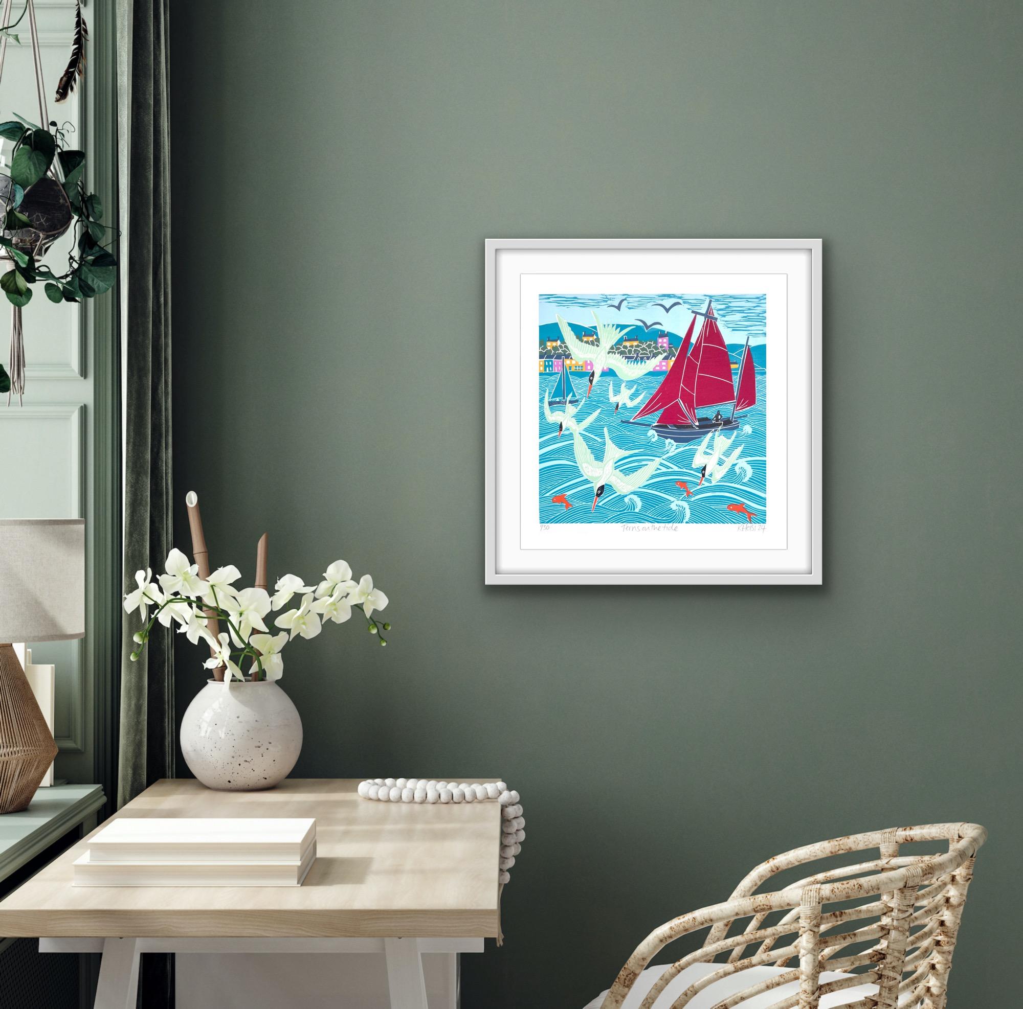 Terns on the Tide, Art print, Floral, Costal, Animal, Bird, Landscape For Sale 2