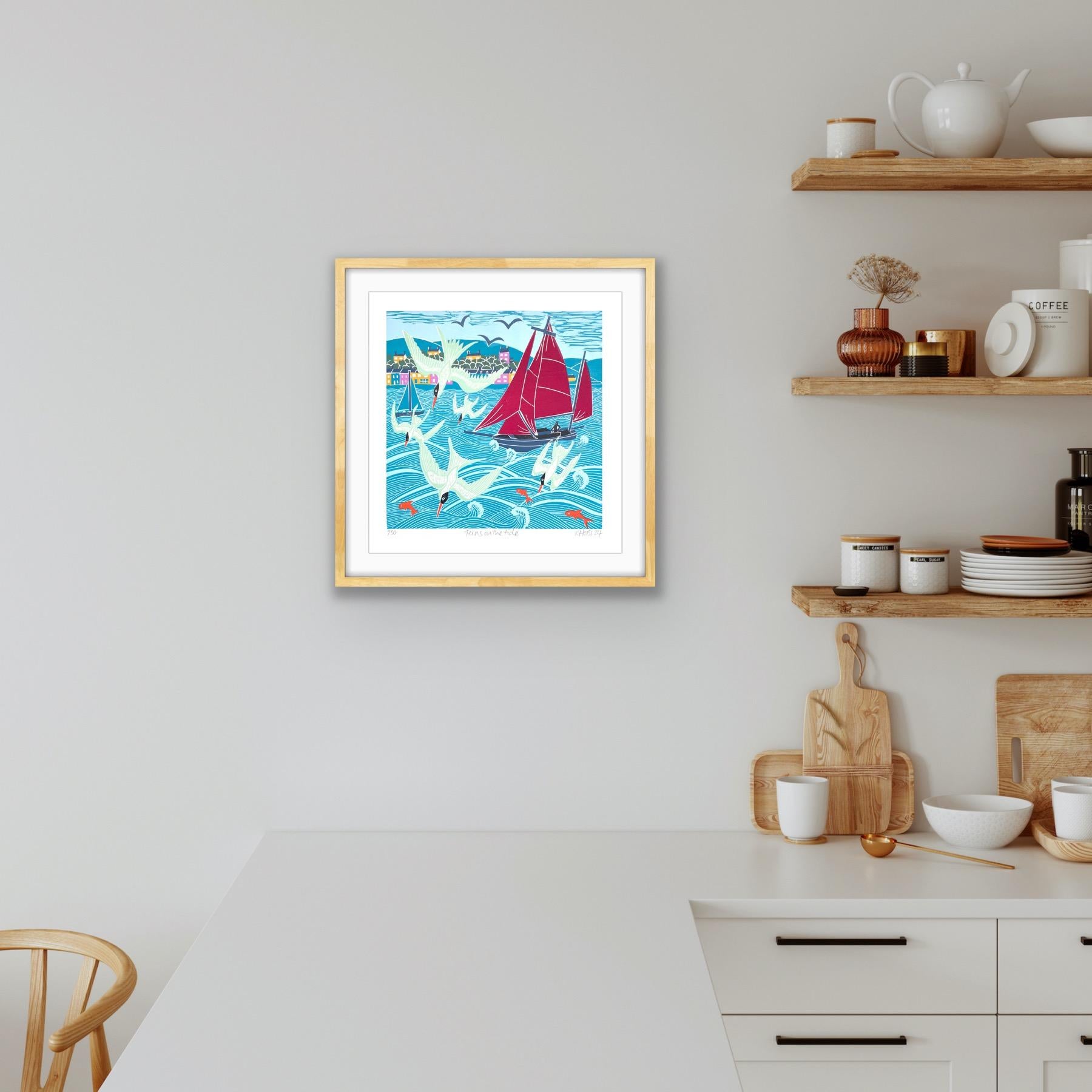Terns on the Tide, Art print, Floral, Costal, Animal, Bird, Landscape For Sale 3