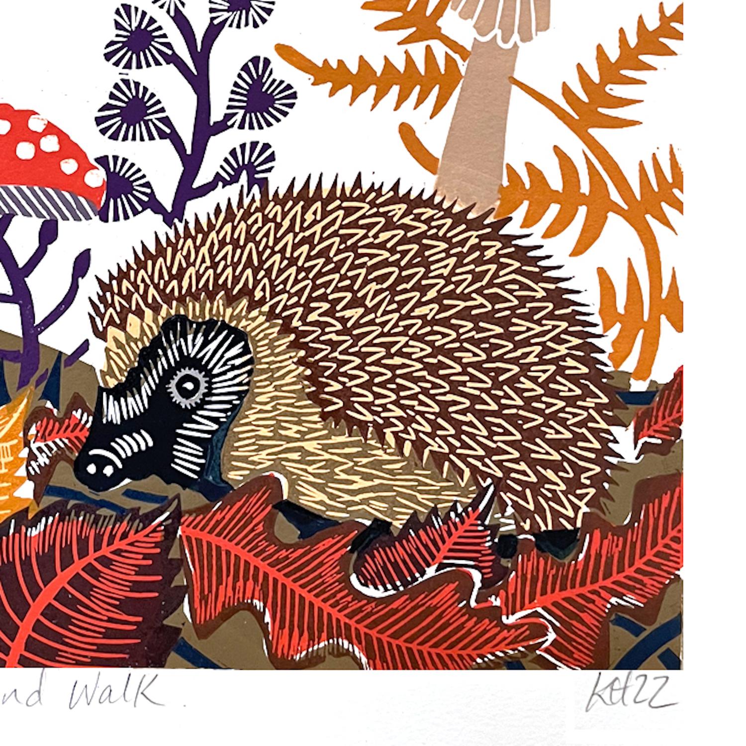 Woodland Walk by Kate Heiss, Limited edition print, Linocut Print, 2022 For Sale 3