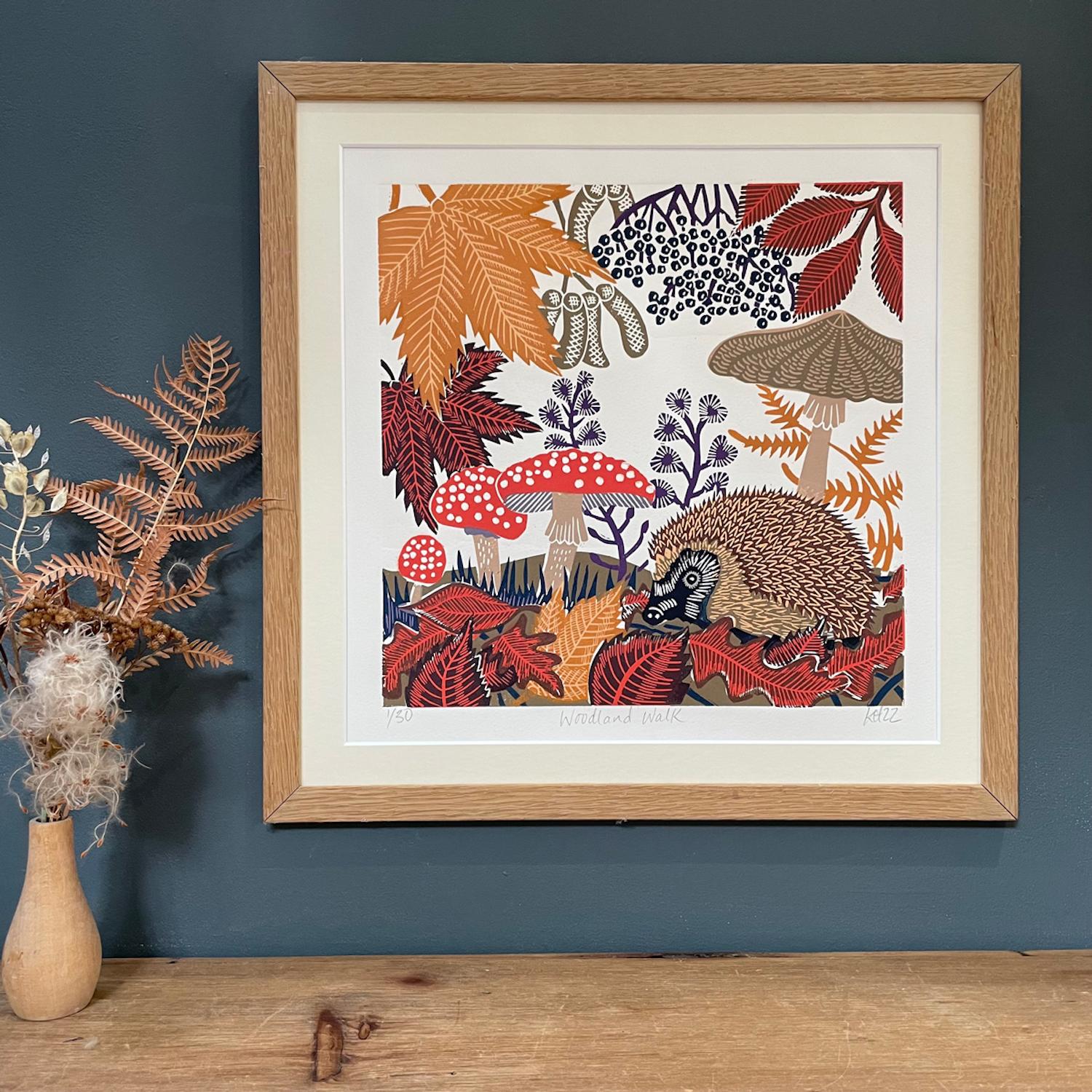 Woodland Walk by Kate Heiss, Limited edition print, Linocut Print, 2022 For Sale 4