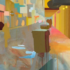 "Any Moment" - peinture abstraite contemporaine - colorée - paysage urbain - urbaine
