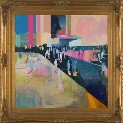 "Ice Cream Saturdays" - peinture abstraite de paysage - colorée - figure