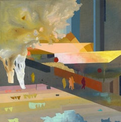 "Our Very Street Today" - pittura astratta di paesaggio - colorata - paesaggio urbano