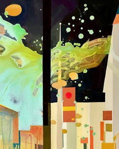 "Peau douce" - peinture abstraite de paysage - colorée - figure - picturale