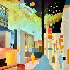 "Peau douce" - peinture abstraite de paysage - colorée - figure - picturale